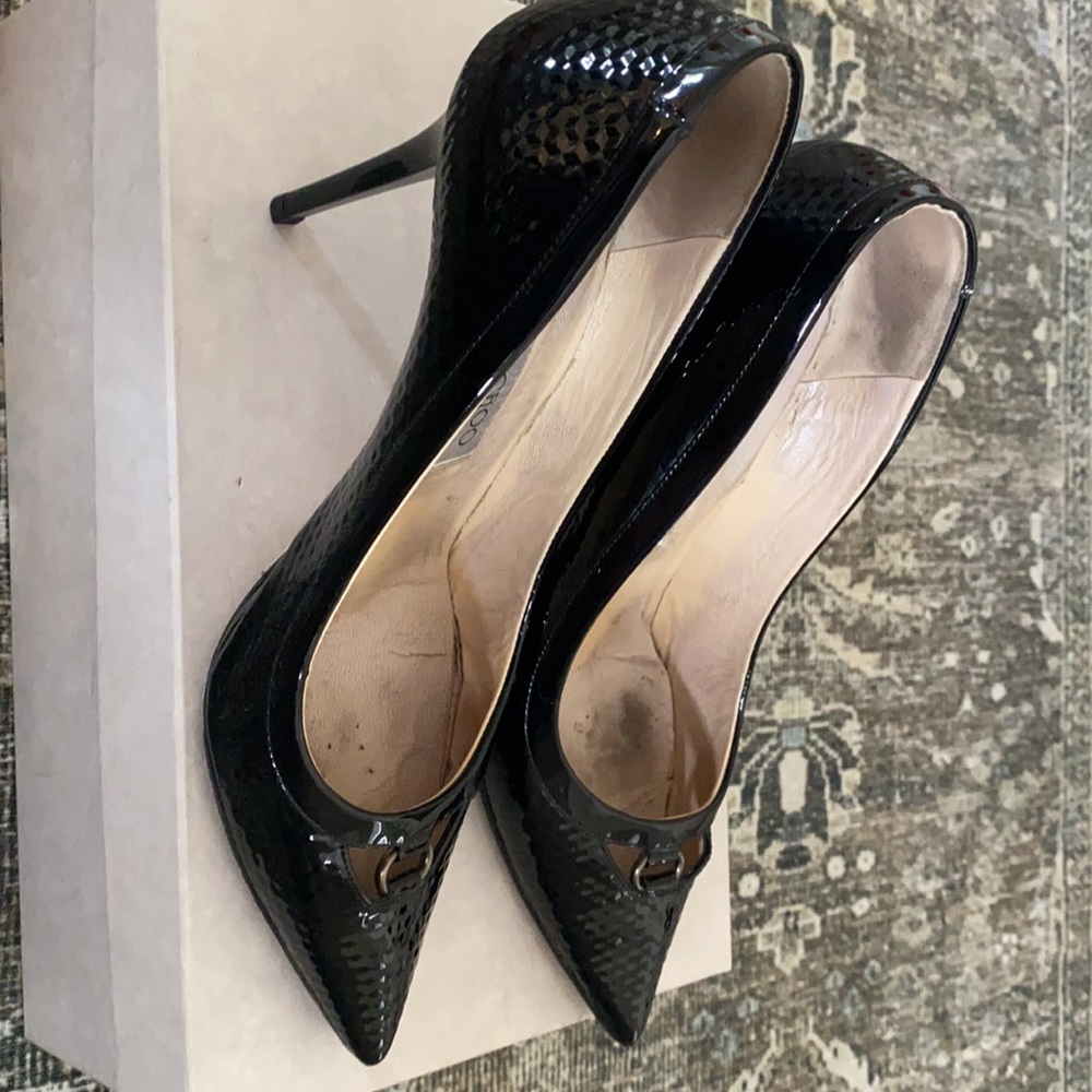 Jimmy Choo Cubed Print Patent Heel in Black - Picture 5 of 6